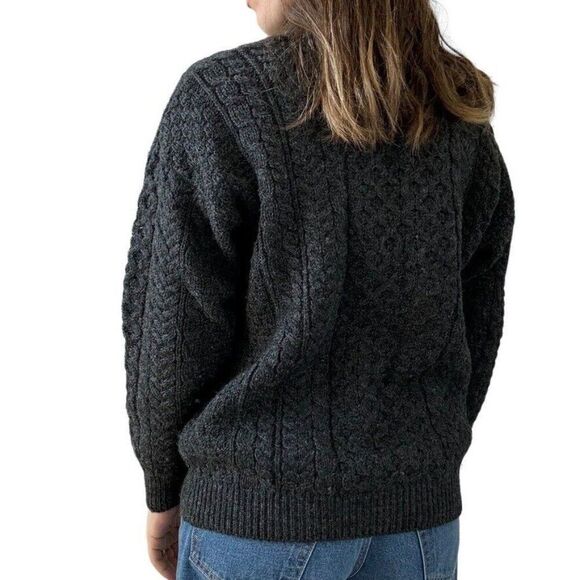 Vintage Carraig Donn Womens Gray 100% Wool Irish Fisherman Turtleneck Sweater M - Picture 10 of 10